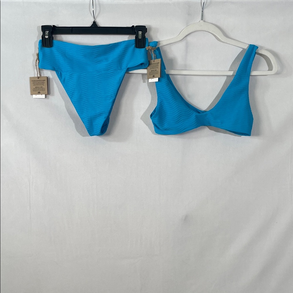NWT Toast Swim Bikini Size S Ocean Wave Scoop Top Banded Waist Bottom